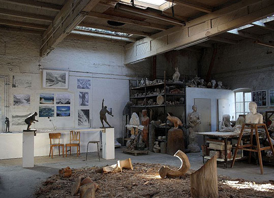 Bildhauerraum whrend der Winterausstellung 2014