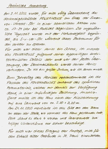 Text von Sheila Volk zum Abriss des Powerhouses